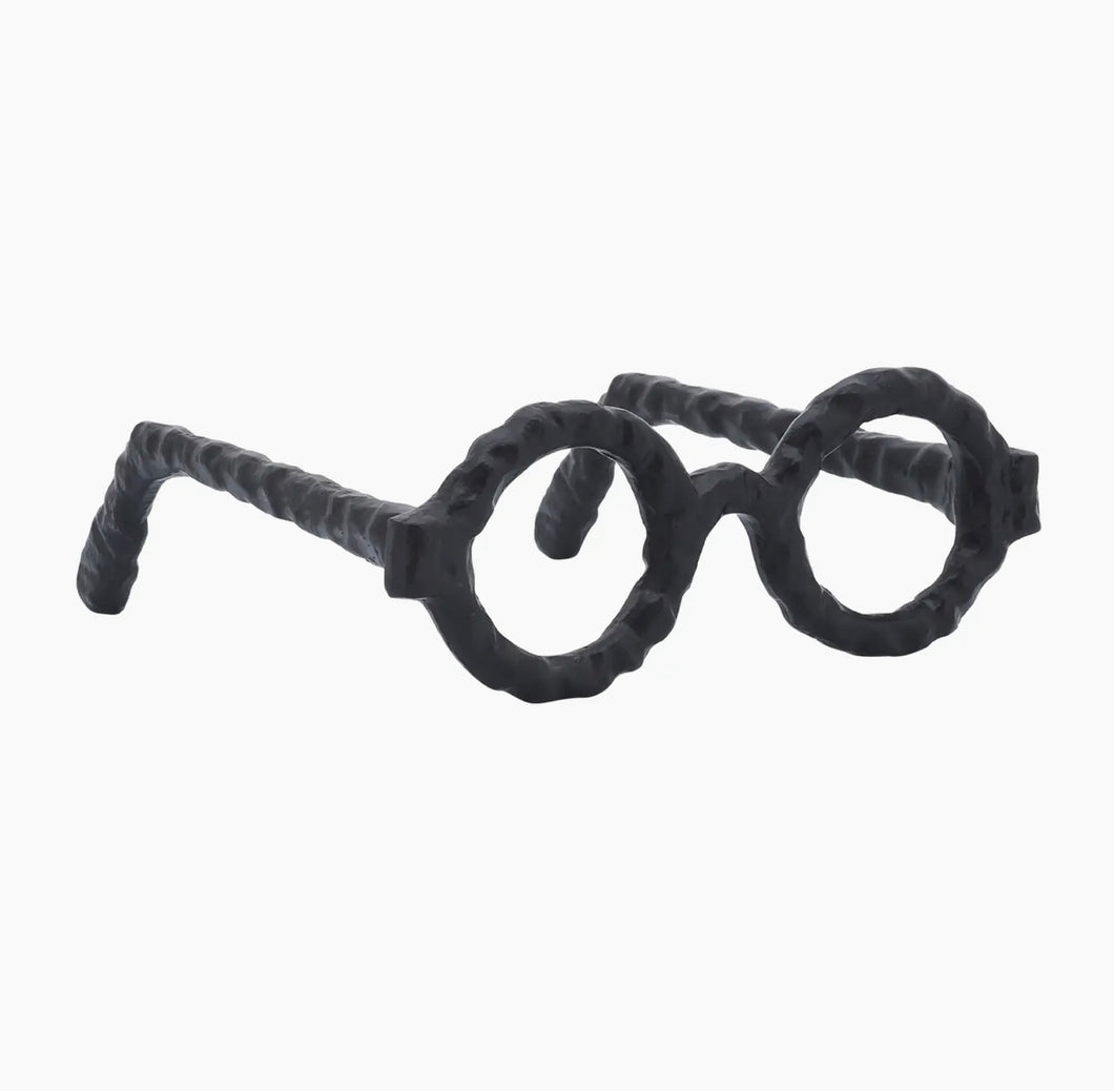 Hammered Metal Eyeglass Sculpture – Black Finish