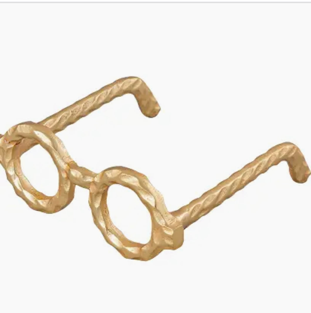 Hammered Metal Eyeglass Sculpture – Gold Finish